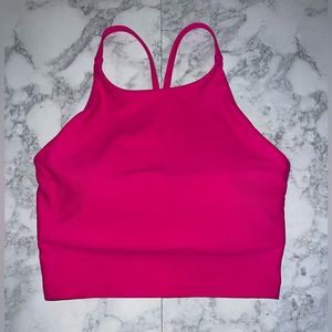 Old Navy- Light Support PowerSoft Longline Sports Bra-Flamingo A Go-Go